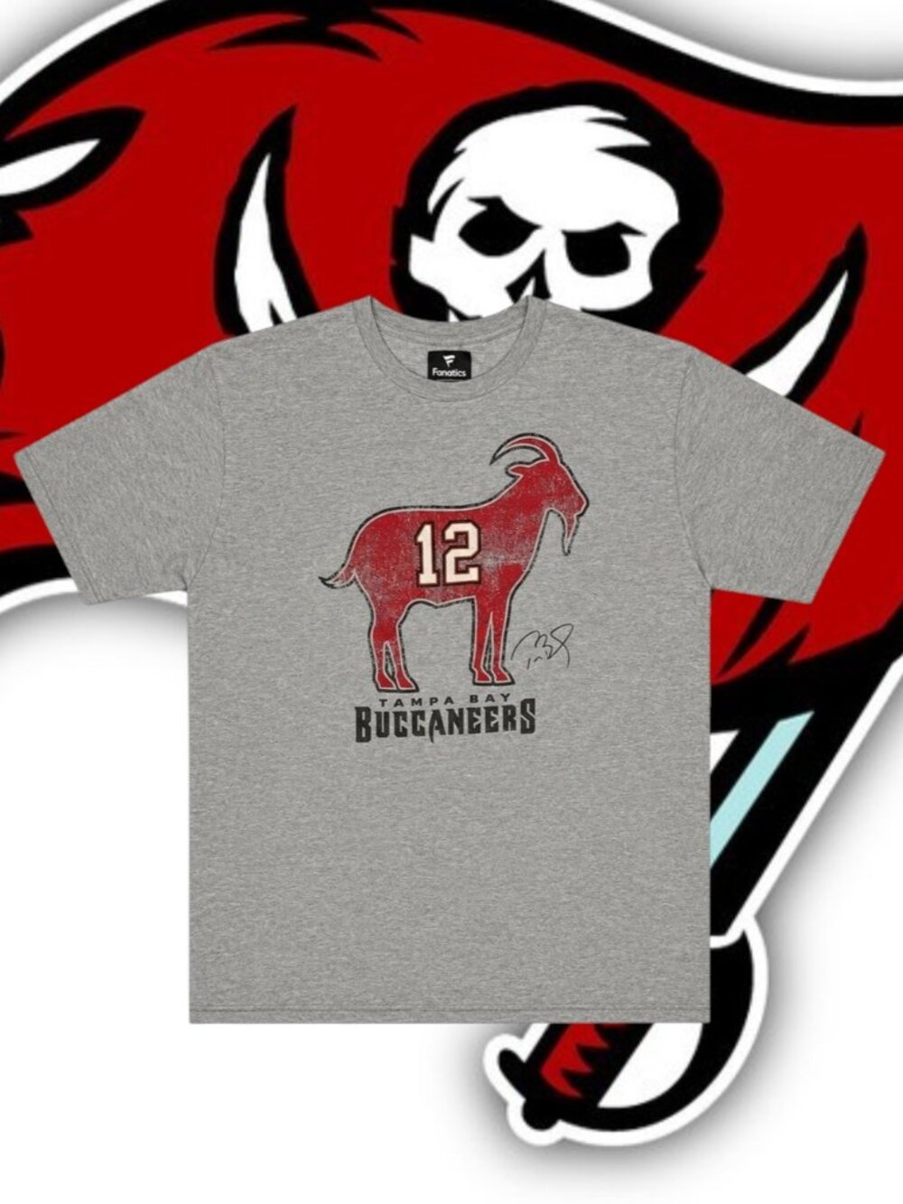 Fanatics Tampa Bay Buccaneers Tom Brady "THE GOAT" Gray Red Graphic T-Shirt XL